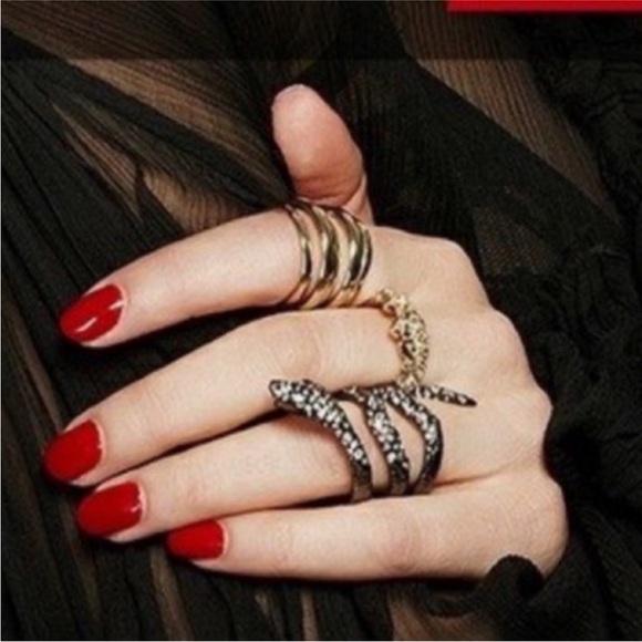 ALEXIS BITTAR Jardin de Papillon Crystal Coiled Fang Snake Serpent Ring Sz 6, 7 - Picture 9 of 16